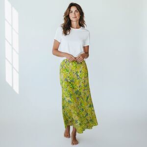 For Love & Lemons Dubois Midi Slip Skirt Freedom Floral Size XS Yellow